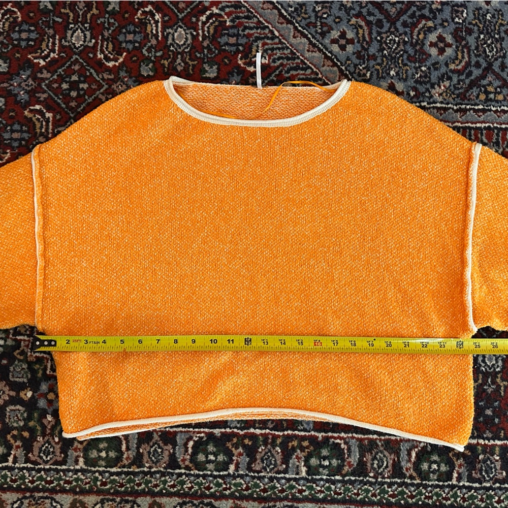 Free People Bardot Cropped Sweater Orange Peel Combo Women’s M - Picture 5 of 8